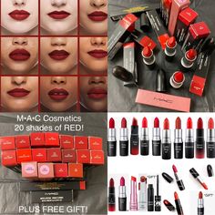 20 Full Size Mac Red Shades Collection Set. Brand New Authentic Mac Cosmetics All Different Shades Of Red Majority Are Limited Edition. In This Collection Set You Will Receive 20 Mac Different Red Shades Of Lipstick Colors: Ruby Woo Ruby New Ruby You Lady Danger Russian Red X2 Lady Bug X2 Local Celeb Mangrove Maison Rouge X2 Sweet Sakura E For Effortless Lovers Only Rouge Awakening That Tickles Dallas Barbecue Shamelessly Vain Chilli Plus Two Free Gifts With Purchase, You Will Get A Mini Mac Lip Different Red Shades, Russian Red Mac Lipstick, Mac Red Lipsticks, Shades Of Red Color, Lipstick Names, Shades Of Lipstick, Ruby Woo Lipstick, Pink Matte Lipstick, Mac Retro Matte Lipstick