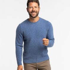 Ash & Erie Blue Melange Cashmere Crew Neck Sweater for Short Men   Sweater Blue Crew Neck Cashmere Sweater, Crew Neck Blue Cashmere Sweater, Classic Blue Crew Neck Sweater, Classic Blue Crew Sweater, Classic Crew Neck Wool Sweater, Classic Wool Crew Sweater, Classic Wool Crew Neck Sweater, Soft Knit Merino Wool Crew Neck Sweater, Soft Knit Merino Wool Sweater With Crew Neck