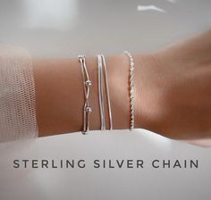 Sterling silver chain layer bracelet set / triple snake chain | Etsy Minimalist Ball Chain Bracelet As Gift, Dainty Ball Chain Bracelet For Gift, Minimalist Ball Chain Bracelet Gift, Trendy Silver Chain Bracelet With Delicate Chain, Sterling Silver Snake Chain Bracelet Gift, Silver Bracelets With Double Chain As A Gift, Silver Double Chain Bracelet As Gift, Silver Double Chain Bracelet For Gift, Silver Ball Chain Bracelet As Gift