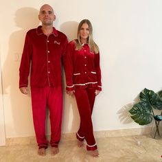 PRESALE Beautiful Family Matching Christmas Red Velvet Pajamas. We make beautiful, safe, BPA free, functional, and simply must have products with the care of your loved ones. These soft and comfortable, high quality clothes are red velvet , which is very cozy and warm. They are just perfect for Christmas Eve, for Christmas morning, for beautiful family pictures, as well as for comfortable sleep! When ordering the size , please check the measurements in picture to be sure(if you are not sure- my suggestion to go one size up) It is Embroidered with the name/middle/last/letter (your choice of personalization). *Gentle Machine wash, air dry. If you like to add a handwritten note to it, I will gladly attach it to the order! If you have any questions or ideas-please do not hesitate to contact me Holiday Long Sleeve Sleepwear For Pajama Party, Festive Holiday Sleepwear, Festive Holiday Long Sleeve Sleepwear, Festive Long Sleeve Holiday Sleepwear, Red Christmas Pajama Party Set, Red Sleep Sets For Christmas, Red Christmas Sleepwear For Bedtime, Red Holiday Sleepwear For Sleepover, Red Holiday Sleepwear For Sleepovers