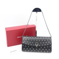 Nwt Salvatore Ferragamo Gancini Clip Studded Mini Bag Brand New With Attached Tags, 100% Guaranteed Authentic!! Comes With Original Box And Dustbag! Mfsrp: $1150.00 +Tax Color: Black Leather Gancini Buckle, Silver-Tone Stud Detailing Detachable Chain-Link Shoulder Strap Approx. 9.45"L X 1.4"W X 4.72"H Made In Italy High-end Silver Shoulder Bag, Designer Black Shoulder Bag With Silver-tone Logo, Designer Black Evening Bag With Silver-tone Hardware, High-end Silver Shoulder Bag With Silver-tone Hardware, Luxury Formal Shoulder Bag With Silver-tone Logo Plaque, High-end Silver Leather Shoulder Bag, Silver Leather Evening Bag For Formal Occasions, Formal Silver Leather Evening Bag, Designer Black Bag With Silver-tone Logo Plaque