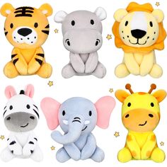 PRICES MAY VARY. Mini Plush Toy Set: you will receive 6 pieces of mini plush animals, including hippo, elephant, zebra, lion, tiger and giraffe; Each plush animal sits about 4 inches/ 10 cm tall, small size, easy to carry around Cute Design: this safari animals plush set is designed with cute expressions, rounded body, will be favored by most of the girls and boys; Playing with the family these jungle themed animals will be fun, and feel like walking into the world of nature Soft and Comfortable Animal Themed Party, Noahs Ark Party, Animals Jungle, Safari Theme Birthday, Zoo Birthday, Elephant Birthday, Elephant Plush, Jungle Animal, Christmas Stocking Stuffers