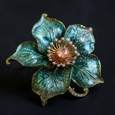 A delicate brooch adorned with hand painted porcelain roses, exuding vintage charm. Elegant Enamel Flower Brooches, Elegant Enamel Brooch Pin, Formal Flower Enamel Brooches, Formal Flower-shaped Enamel Brooches, Handmade Green Enamel Brooches, Elegant Flower Enamel Pin Collectible, Elegant Green Enamel Pin, Elegant Green Enamel Pin Gift, Elegant Green Enamel Pin For Gift