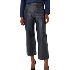 New With The Tag! Beautiful Ann Taylor High Waist Easy Straight Cropped Navy Blue Faux Leather Pants In Night Sky Dark Navy Blue Faux Vegan Leather Cropped Above The Ankle Straight - Slightly Wide Legs Tailored Style Back Welt Pockets Side Zipper Polyurethane Size 14 Approximate Measurements Laying Flat: Waist - 18” Across Front Front Rise - 12.5” Inseam - 25” Tags: High Waisted Relaxed Fit Cropped Faux Vegan Leather Wide Leg Faux Leather Pants For Office Wear, Straight Leg Leather Pants For Office In Spring, Spring Straight Leg Leather Pants For Office, High Rise Leather Pants For Workwear, High Rise Leather Workwear Pants, Elegant Faux Leather Bottoms For Work, Faux Leather Pants For Office, Wide Leg Faux Leather Pants For Work, Elegant Faux Leather Bottoms For Workwear