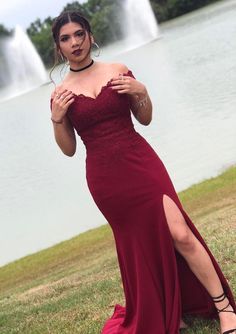 Trumpet Off Shoulder Sleeveless Sweep Train Elastic Burgundy Satin Pro - Princessly Red Wedding Guest Dress, Red Wedding Guest Dresses, Wine Red Wedding, Red Bra, Prom Dresses Sleeveless, Bra Lace, Prom Formal, Prom Dresses Online, Vestidos Prom