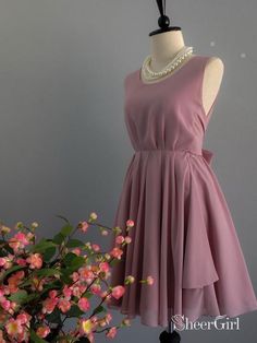 Backless Dusty Rose Homecoming Dresses Chiffon Short Bridesmaid Dress ARD1483-SheerGirl Pink Sleeveless Chiffon Dress For Banquet, Pink Sleeveless Chiffon Bridesmaid Dress, Sleeveless Pink Chiffon Bridesmaid Dress, Pink A-line Chiffon Dress For Wedding, Pink A-line Chiffon Bridesmaid Dress, Feminine Sleeveless Chiffon Bridesmaid Dress, Feminine Sleeveless Bridesmaid Chiffon Dress, Feminine Solid Color Bridesmaid Dresses, Elegant Mauve Bridesmaid Dress