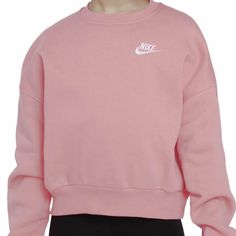 Nike Fleece Sweatshirt Dv5087-601 80% Cotton, 20% Polyester Nike Sweatshirts Women, Nike Crew Neck, Tops Nike, Nike Fleece, Pink Nike, Pink Nikes, Nike Sweatshirts, Fleece Sweatshirt, Nike Tops