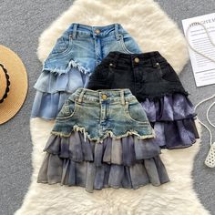 Runhufu Fashion Sexy Mini Skirt Women Chiffon Ruffled Edge Patchwork D Spring Party Stretch Denim Skirt, Stretch Denim Skirt For Summer Party, Casual Fitted Denim Skirt For Party, Fitted Denim Tiered Skirt, Fitted Tiered Denim Skirt For Summer, Summer Denim Tiered Mini Skirt, Denim Blue Ruffled Skirt For Summer, Summer Denim Blue Ruffled Skirt, Fitted Ruffled Denim Skirt For Summer