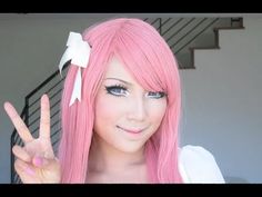 ANIME girl Make-up Transformation... I just simply like the makeup look.... i'd add some kind of gloss though. Anime Makeup Tutorial, Makeup Tutorial For Kids, App Screen, Halloween Costume Idea, Anime Tutorial, Costume Tutorial, Theatrical Makeup, White Eyeliner