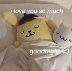 a teddy bear laying in bed with the caption, i love you so much