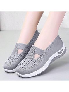 New Summer Slip-On Comfortable Casual Women's Beach Shoes, Stylish Hollow Breathable Flat Shoes With Soft Sole Grey    Fabric     Sports & Outdoor Shoes, size features are:Bust: ,Length: ,Sleeve Length: Breathable Flat Slip-ons, Comfortable Gray Slip-ons With Flat Heel, Comfortable Summer Walking Shoes With Arch Support, Summer Walking Shoes With Cushioned Footbed, Comfortable Cushioned Walking Shoes For Summer, Comfortable Cushioned Summer Walking Shoes, Lightweight Cushioned Walking Shoes For Summer, Breathable Summer Slip-ons With Flat Heel, Breathable Slip-ons With Flat Heel For Summer