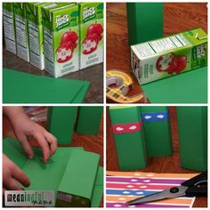 the process of making an apple box out of green paper