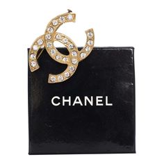 Authentic, pre-owned Chanel rhinestone gold pin brooch. This is a classic vintage brooch by Chanel that you will love! Would make quite the statement on your coat, jacket, blouse, dress or scarf. Made in France Gold Pin, Bag Packaging, Inspirational Images, Vintage Chanel, Free Giveaway, Vintage Brooches, Brooch Pin, Gold Metal, Fashion Accessories