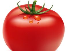 a red tomato on a white background with clippings to the right and left side