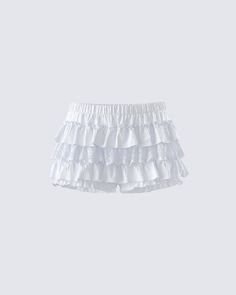 Amia White Ruffle Bloomer Micro Skort Light Grey Leggings, Singer Dr, Ruffle Bloomers, Preformance Outfits, Ruffle Mini Skirt, Black Off Shoulder, Concert Fits, Best Of Both Worlds, Ruffle Shorts