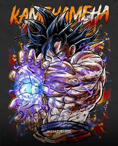 an image of the character gohan with his hands up and one hand on his chest