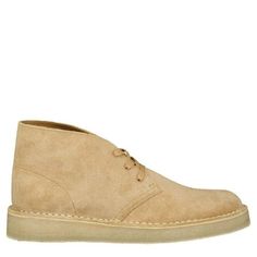 An iconic silhouette elevates a stylish chukka boot built from creamy suede and set on a smart crepe-rubber sole with a slightly elevated wedge heel. Size: Men 7.  Color: Beige.  Gender: male.  Age Group: adult. Clarks Men, Chukka Boot, Light Tan, Tan Suede, Chukka Boots, Wedge Heels, Boots Men, Rubber Sole, Clothing And Shoes