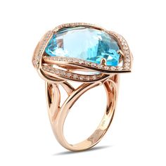 . Luxury Blue Topaz Rings With Rose Cut Diamonds, Luxury Blue Topaz Ring With Rose Cut Diamonds, Luxury Topaz Ring With Rose Cut Diamonds, Formal Rose Gold Ring With Blue Topaz, Elegant Rose Gold Blue Topaz Ring, Formal Rose Gold Blue Topaz Ring, Luxury Topaz Birthstone Ring, Sky Blue Topaz, Rose Gold Metal