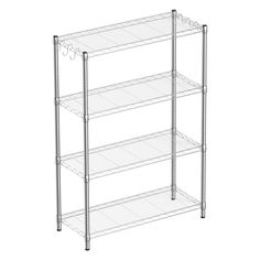 three tiered shelving unit with four shelves