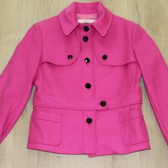 Absolutely Gorgeous Red Valentino Virgin Wool Jacket Pleated On The Back Detail Sz 48 I Love This Jacket, Unfortunately, It Is Slightly Big For Me. Pink Pointed Collar Patch Pockets & Button Closure Bust: 40" Waist: 35" Shoulder: 17" Length: 23" Sleeve: 24" Fabric: 85% Virgin Wool, 15% Nylon; Lining 57% Viscose, 40% Nylon, 3% Elastane Never Worn Jacket, New Condition, There Is A Tiny One Pull (See Pic) Please Check My Other Great Items Smoke And Pet Free Home. Tailored Pink Blazer With Buttons, Designer Pink Winter Blazer, Pink Double-breasted Blazer With Buttons, Designer Single Breasted Pink Blazer, Chic Pink Blazer With Button Closure, Designer Long Sleeve Pink Blazer, Designer Long Sleeve Pea Coat With Button Closure, Designer Formal Pink Outerwear, Designer Pink Formal Outerwear