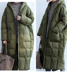 Army Green Women Winter Puffer Loose Duck Down Jackets Long Warm Women – SimpleLinenLife Long Down Coat, Winter Puffer Coat, Winter Puffer, Long Puffer Coat, Duck Down Jacket, Long Puffer, Down Puffer Coat, Simple Dress, Green Hoodie