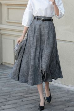 Elegant Flow - The Charcoal Pleated Skirt 4899 2024 Womens Fashion, Elegant Skirts, Georgette Skirt, Long Skirt Fashion, Handmade Skirts, Formal Skirt, Stylish Skirts, Aline Skirt, High Street Fashion