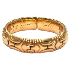 BULGARI Semi-rigid bracelet, in yellow gold. Signed Bulgari Bracelet Gold, Bulgari Bracelet Snake, Bulgari Serpenti Bracelet, Bulgari Divas Dream Bracelet, Bulgari Bracelet, Bulgari Tubogas Watch, Modern Bangle, Diamond Cufflink, Bulgari Jewelry