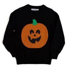 Sparkle Pumpkin Pullover Sweater Black Sweater with Sparkly Pumpkin Design 84% Cotton, 8% Polyester, 8% Acrylic/Nylon/Wool Blend Sweaters run closer to the smaller size of each size. For example, a 6/7 sweater is closer to a size 6 than a size 7. If between sizes, we suggest sizing up for longer wear. Hand wash. Hang or lay flat to dry. Imported.