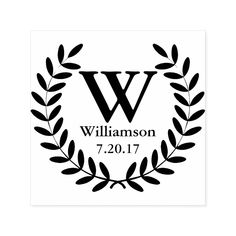 a black and white monogrammed wedding sticker with the letter w on it