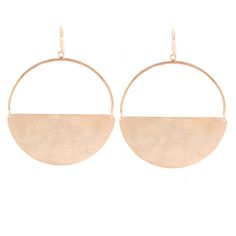 18K gold plated circle earring with 1/2 open & close Modern Gold Semi-circle Jewelry, Elegant Hammered Crescent Earrings, Modern Crescent Brass Hoop Earrings, Modern Gold Crescent Earrings, Elegant Gold Half Moon Hoop Earrings, Elegant Half Moon Gold Hoop Earrings, Minimalist Metal Open Circle Earrings, Minimalist Open Circle Metal Earrings, Elegant Nickel-free Half Moon Earrings