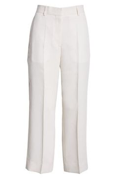 Elin Kling and Karl Lindman bring forth another capsule-wardrobe essential in sharply creased trousers boasting a straight-leg silhouette cropped at the ankle. 24 1/2" inseam; 18" leg opening; 11" front rise; 15" back rise (size 0US/32EU) Zip fly with hook-and-bar closure Side-seam pockets 78% viscose, 22% polyester Dry clean Made in Portugal Designer Clothing Classic Cropped Leg Dress Pants For Work, Classic Cropped Leg Dress Pants For Office, Classic Cropped Dress Pants For Workwear, Classic Cropped Leg Office Bottoms, Classic Cropped Leg Bottoms For Office, Tailored Cropped Leg Workwear Bottoms, Classic Cropped Leg Bottoms For Work, Chic Cropped Leg Dress Pants For Business Casual, Wide Leg Cropped Pants With Belt Loops For Work