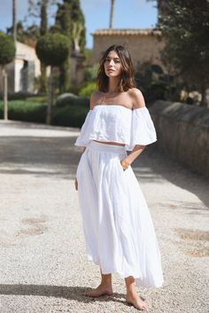 Style // The most beautiful fresh white linen skirt, with an under-layer to ensure the brightest color  The Alba is an elegant and timeless mid length and fitted linen skirt. Effortlessly romantic and oh so pretty, featuring a pleated detailing at the front and a gathered elastic at the back for a fitted look with extr