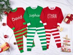 These family-matching pajamas are perfect Christmas gifts.  The pyjamas come in a snug fit style so we would recommend sizing up for a more roomy and comfortable fit. Made from soft and comfortable fabrics to ensure a cosy night's sleep! The Grinch pyjamas set are ideal for family matching, stocking fillers, Christmas Eve boxes, nightwear. Available in various sizes: Kids: from 2T to 14T Women: from S to XXL Men: from S to XXL ►How to order: 1. Select the style you would like from the first drop Grinch Pyjamas, Toddler Christmas Pajamas, Family Christmas Pjs, Christmas Pajamas Matching, Grinch Pajamas, Personalized Christmas Pajamas, Pajamas Matching, Pyjamas Set, Matching Christmas Pajamas