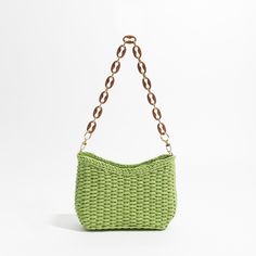 Annalise Straw Mini Shoulder Bag - 6 Colors. Cute baguette bag style in woven straw with beautiful resin chain link strap. Comes in 6 pretty pastel colors. SIZE: L25cm x H15cm x D8cm Gender: WOMENItem Type: Shoulder & HandbagsShape: HobosNumber of Handles/Straps: SingleMain Material: StrawLining Material: PolyesterInterior: Interior Zipper Pocket, Cell Phone PocketDecoration: Resin LInk Chains Resin Chain, Straw Beach Bag, Straw Basket, Baguette Bag, Basket Bag, Mini Shoulder Bag, Bag Style, Pretty Pastel, Green Bag