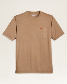 Our Famous Men's T-Shirt Of Premium Combed Cotton In A Hardy Jersey Knit. A Reinforced Pocket And Double-Needle Stitching Add Staying Power. Label-Free Neck. Cotton Machine Wash Imported | MEN'S SHORT-SLEEVE DESCHUTES POCKET TEE Mens Tees Fashion, Pocket Tee Shirts, Tan Guys, Men Fashion Casual Outfits, Mens Tee Shirts, Pocket Shirt, Boys Casual, Pocket Tee, Boys T Shirts