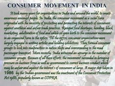 an advertisement for consumer movement in india, with people looking at items on the table