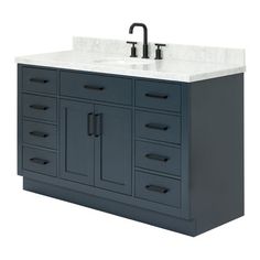 a bathroom vanity with a sink and faucet in it's center piece