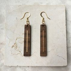 Painted Wood Earrings Wood Jewelry Wood Dangle Earrings | Etsy Brown Long Drop Earrings For Gift, Minimalist Brown Earrings As Gift, Minimalist Brown Earrings For Gift, Rectangular Linear Earrings For Gift, Gift Long Drop Linear Earrings With Ear Wire, Elegant Brown Plug Earrings As Gift, Elegant Brown Plug Earrings For Gift, Bar Earring, Wood Dangle Earrings