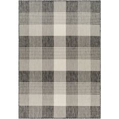 a gray and white checkered rug