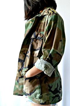 Spiked military jacket/fashion//Le Redux Camouflage Military Jacket, Military Chic, Carhartt Jacket, Military Style Jackets, Jacket Fashion, Dope Fashion, Military Fashion, Christmas List, Military Jacket