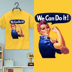 Introducing our new kids' t-shirt featuring the iconic World War II character, Rosie the Riveter, a symbol of female empowerment, and the empowering slogan "We Can Do It." This t-shirt is perfect for inspiring confidence and determination in young minds. Its comfortable fit and vibrant design is a great way to introduce kids to an essential part of history while instilling a positive, can-do attitude. This t-shirt is stylish and meaningful, making it a great addition to any kid's wardrobe. * 100% USA Cotton* Youth Unisex T-Shirt.* Available In Sizes XS,S,M,L, and XL* Color: Daisy Rosie The Riveter, Female Empowerment, Kids Wardrobe, We Can Do It, Vibrant Design, New Kids, Women Empowerment, Do It, Daisy