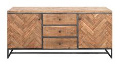 Parquet Sideboard - Rug & Home Refined Rustic, Metal Frames, Rustic Industrial, Giza, Chevron Pattern, Modern Industrial, Rustic Style, Rustic Wood, Sideboard