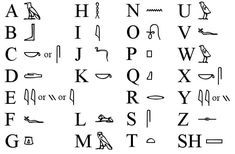 an ancient alphabet with all the letters and numbers in black ink on a white background