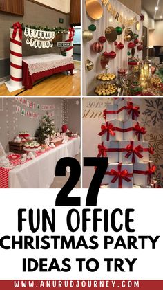 office Christmas party ideas everyone will love. Work Party Decoration Ideas, Christmas Party Decor Balloons, Christmas Decor Ideas For Nail Salon, Apartment Community Christmas Events, Company Holiday Party Table Decor, Christmas Party Ideas For Large Groups, Christmas Party Bus Ideas, Christmas Party Candy Table, Christmas Decor Ideas For Workplace