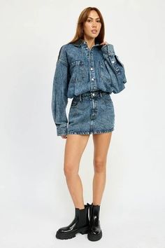 Dress Crafts, Trendy Collection, Denim Mini Dress, Denim Mini, Fall Outfits Women, Versatile Style, Denim Fabric, Fall Dresses, Casual Wardrobe