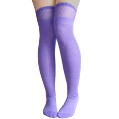 Solid purple over the knee socks 32-34 inches.  Made in USA  Chrissy’s Socks 877-862-6267 Solid Color Fitted Thigh High Socks, Purple Fitted Full-length Tights, Purple Fitted Full Length Tights, Fitted Casual Purple Tights, Fitted Full Length Purple Tights, Trendy Solid Color Thigh High Tights, Trendy Solid Thigh High Tights, Trendy Solid Thigh-high Tights, Casual Purple Tight Tights