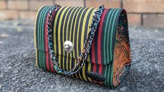 handmade striped Adetayo African handwoven Aso Oke handbag-DPAHB345 Traditional Multicolor Handmade Shoulder Bag, Traditional Shoulder Bag With Multicolor Embroidery And Tassels, Traditional Multicolor Woven Bags, Traditional Multicolor Bag With Fringe, Traditional Multicolor Fringe Shoulder Bag, Aso Oke, Gold Stripes, Panel Siding, Cross Body Handbags