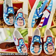 Looking to Jazz Up your little ones sneakers?! You're in the right place! Bring out your kids favorites with one-of-a-kind designs. Every pair of sneakers is made to order! Artwork 🎨  Designs are hand painted to make shoes that are uniquely yours! Crafted with Angelus acrylic paint and are water resistant!  **All Designs are on VANS Off the Wall slip-ons or high-tops. Please see listing below if you want a different shoe** https://jazzdupdesignz.etsy.com/listing/1736826078  Pricing 💰 Prices are inclusive of the sneaker and the customization. Feel free to message me if you have any questions! Delivery 📦  I aim for a fast delivery to get you ready to rock your new sneakers. Please keep in mind all shoes are made to order. The turnaround time is expected to be 5-7 days to ship. Returns 🔙 Make Shoes, Vans Kids, Personalized Shoes, Custom Vans, Vans Off The Wall, How To Make Shoes, New Sneakers, Character Designs, Favorite Child