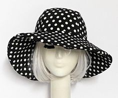 Polka Dot Sun Hat Fitted Lined Hats With Curved Brim, Fitted Hats With Curved Brim And Lining, Fitted Cotton Hat With Flat Brim, Fitted Lined Hat With Curved Brim, Fitted Cotton Hat With Curved Brim, Lined Brimmed Hat, One Size Fits Most, Black Fitted Bucket Hat, Fitted Cotton Bucket Hat, Boho Hats