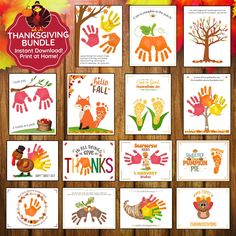 the thanksgiving bundle includes handprints and cards